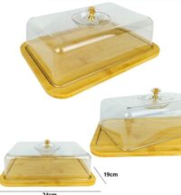 BANDEJA DE BAMBU CON TAPA ACRILICA